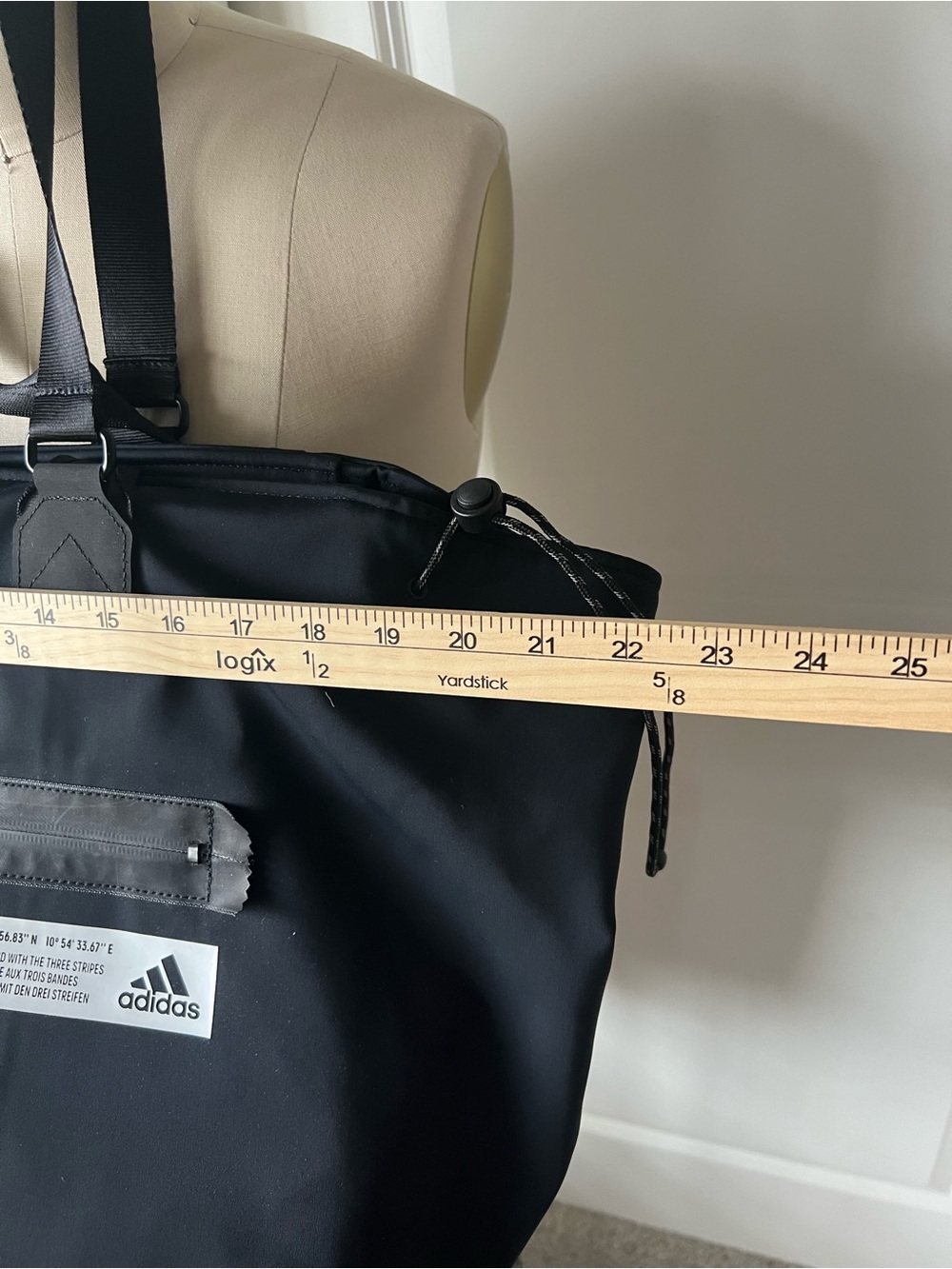 Adidas Black Tote Bag with Front Zip Pocket - Picture 4 of 15